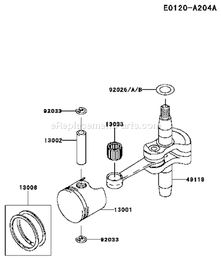 Page H Diagram and Parts List for TH023V AS50 Kawasaki Engine