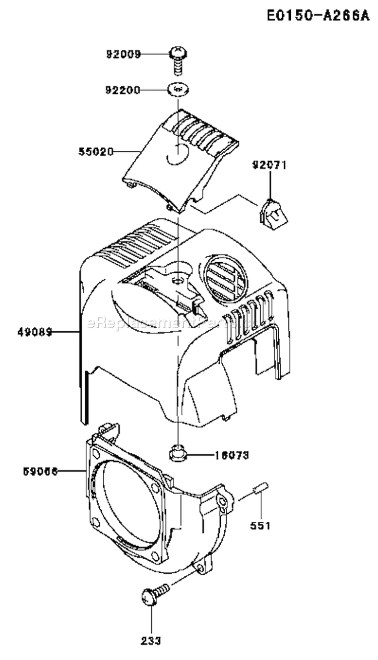 Page D Diagram and Parts List for TH026D AF70 Kawasaki Engine