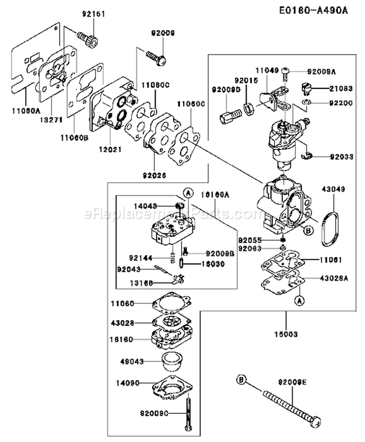 Page B Diagram and Parts List for TH034D AD05 Kawasaki Engine