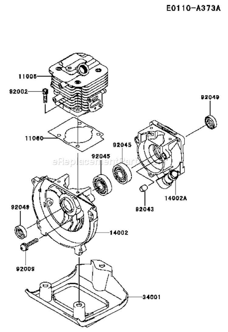 Page E Diagram and Parts List for TH034D AD05 Kawasaki Engine