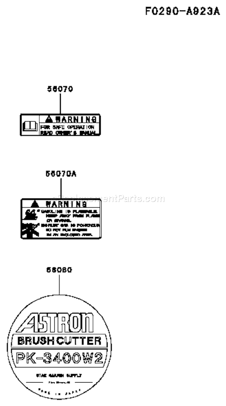 Page H Diagram and Parts List for TH034D AD05 Kawasaki Engine