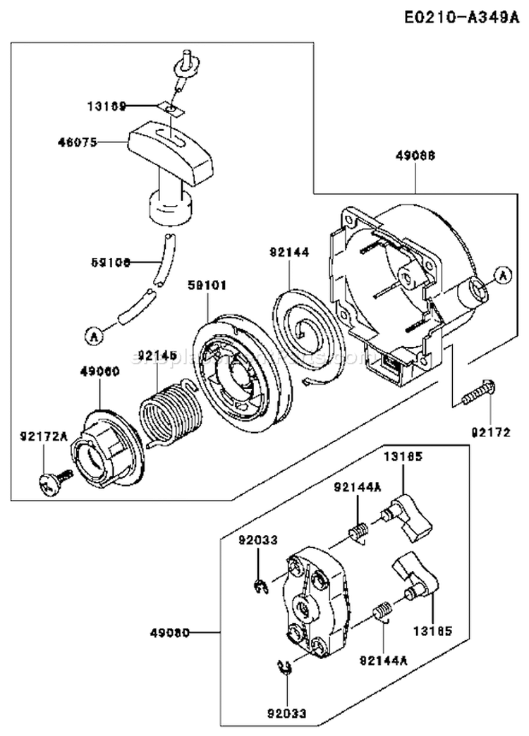 Page J Diagram and Parts List for TH034D AD09 Kawasaki Engine