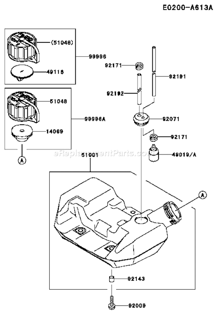 Page F Diagram and Parts List for TH034D AD09 Kawasaki Engine