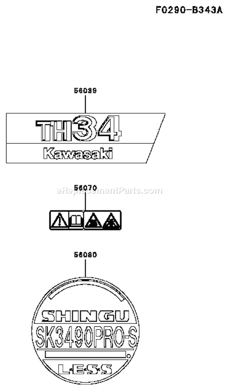 Page G Diagram and Parts List for TH034D AD09 Kawasaki Engine
