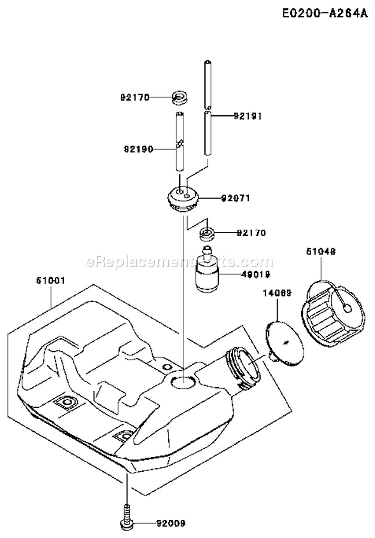 Page G Diagram and Parts List for TH034D AF70 Kawasaki Engine