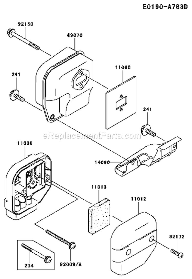 Page A Diagram and Parts List for TH043D AC04 Kawasaki Engine