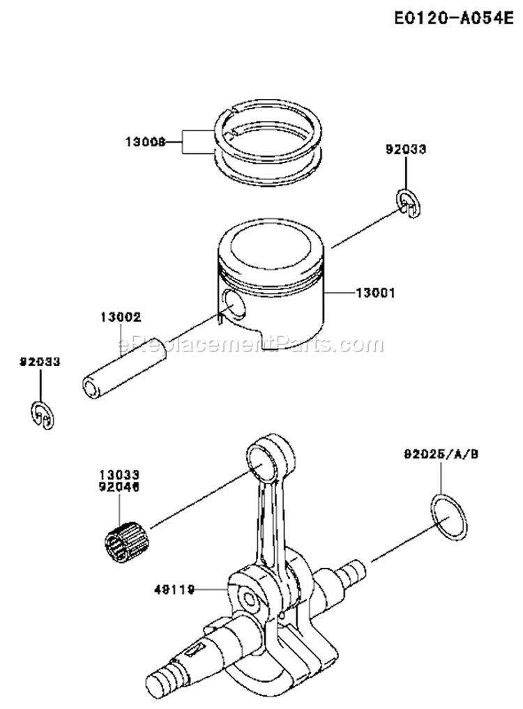 Page J Diagram and Parts List for TH043D AC04 Kawasaki Engine