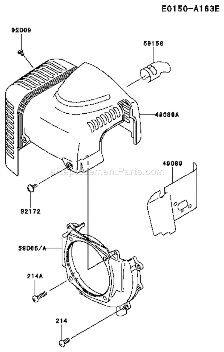 Page D Diagram and Parts List for TH043D AC04 Kawasaki Engine