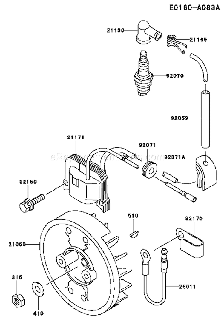 Page F Diagram and Parts List for TH043D AC04 Kawasaki Engine