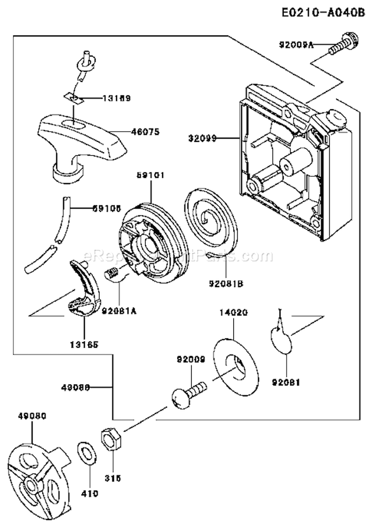 Page K Diagram and Parts List for TH043D CJ80 Kawasaki Engine