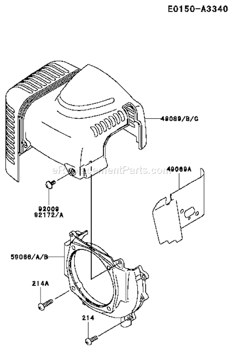 Page D Diagram and Parts List for TH043D CJ80 Kawasaki Engine