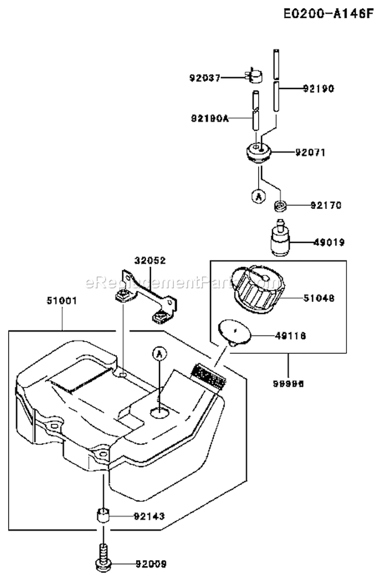 Page G Diagram and Parts List for TH043D CJ80 Kawasaki Engine