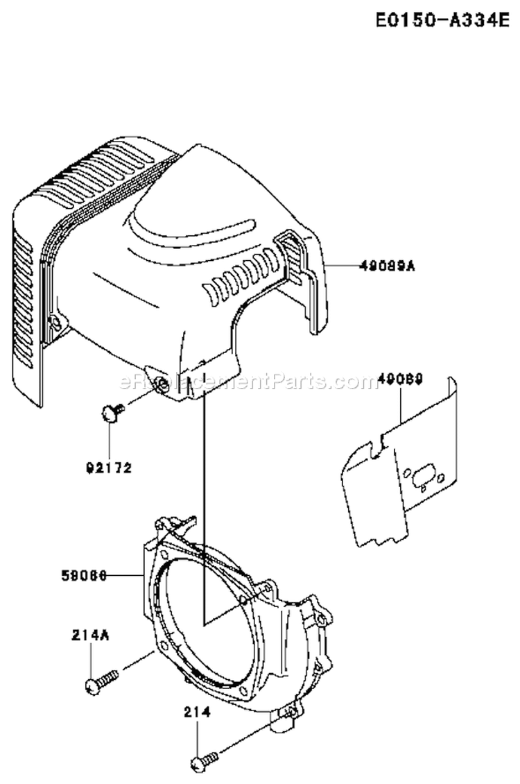 Page D Diagram and Parts List for TH048D AT50 Kawasaki Engine