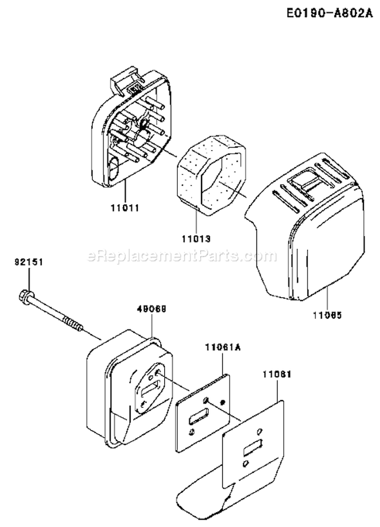 Page A Diagram and Parts List for TJ027D AS50 Kawasaki Engine