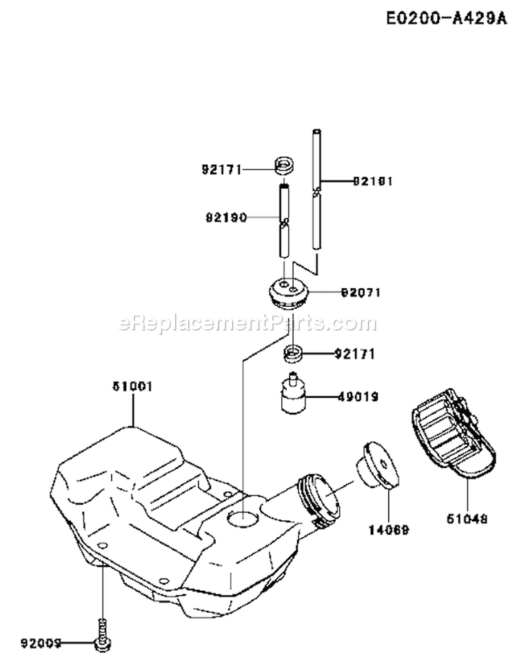 Page F Diagram and Parts List for TJ027D AS50 Kawasaki Engine