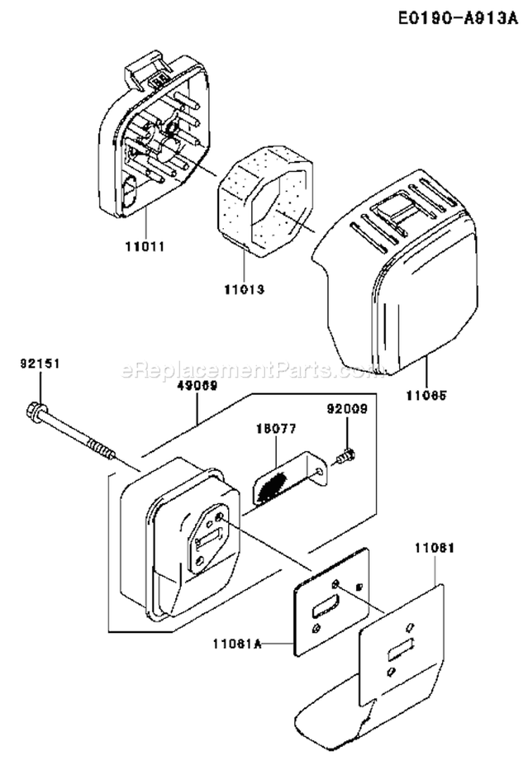 Page A Diagram and Parts List for TJ027D AT75 Kawasaki Engine