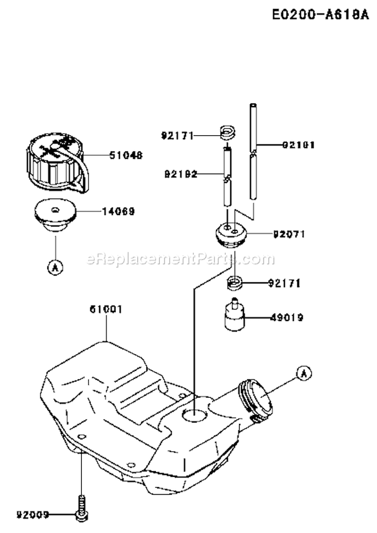 Page F Diagram and Parts List for TJ027D AT75 Kawasaki Engine