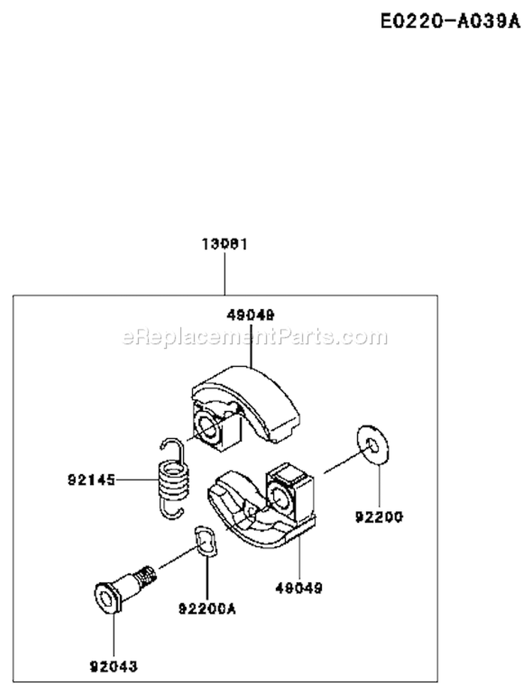 Page H Diagram and Parts List for TJ027D AT75 Kawasaki Engine