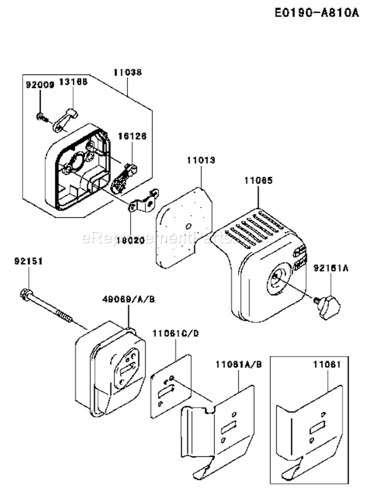 Page A Diagram and Parts List for TJ027D BC57 Kawasaki Engine