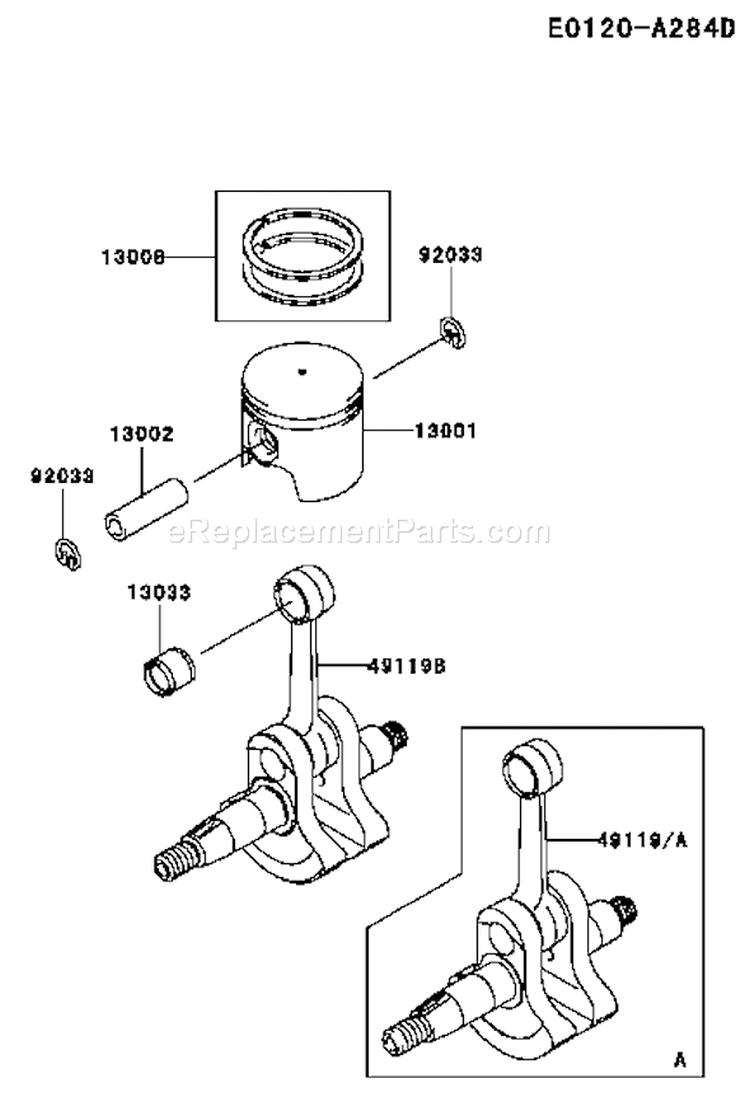 Page H Diagram and Parts List for TJ027D BC57 Kawasaki Engine