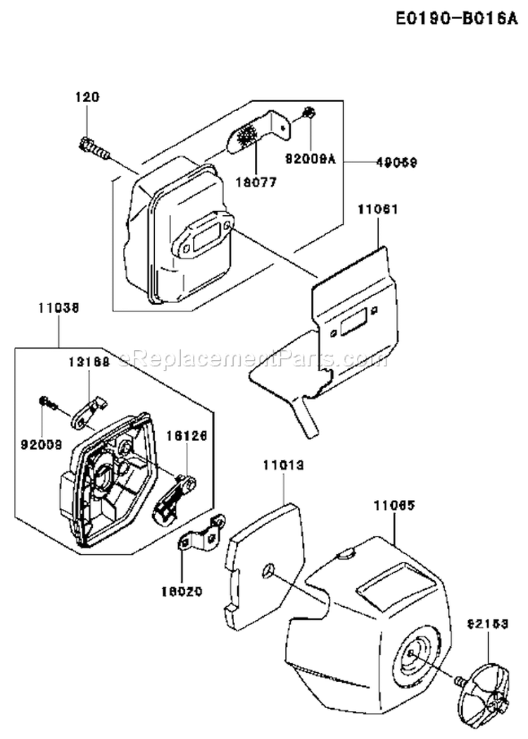Page A Diagram and Parts List for TJ027E AF70 Kawasaki Engine