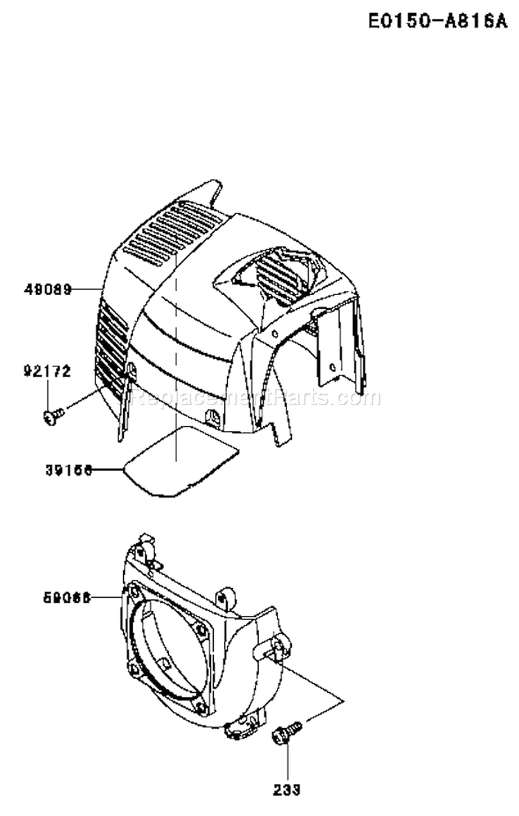 Page D Diagram and Parts List for TJ027E AF70 Kawasaki Engine