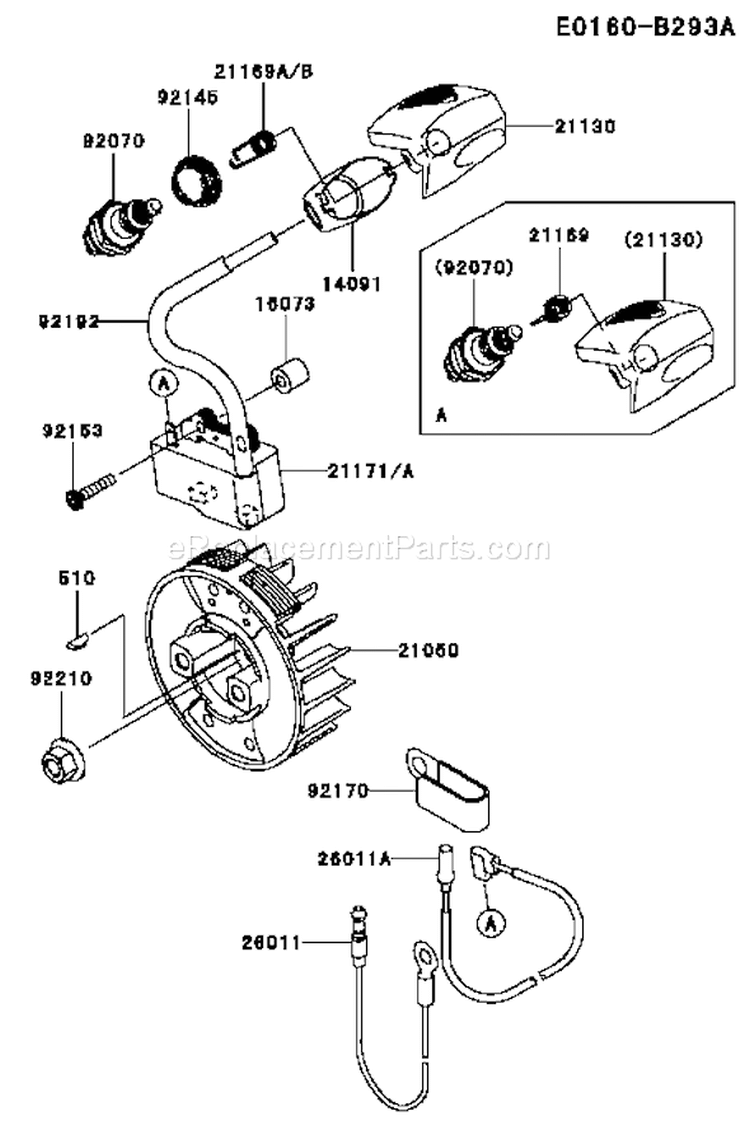 Page E Diagram and Parts List for TJ027E BC51 Kawasaki Engine