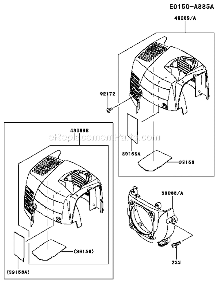 Page C Diagram and Parts List for TJ027E DC50 Kawasaki Engine