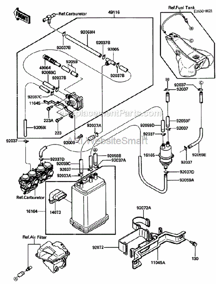 Canister Diagram and Parts List for ZG1200-B5  Kawasaki 