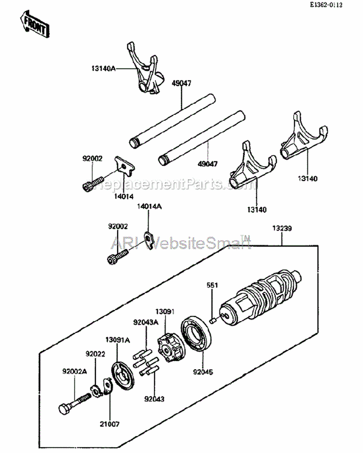 Change DrumShift Fork Diagram and Parts List for ZG1200-B5  Kawasaki 