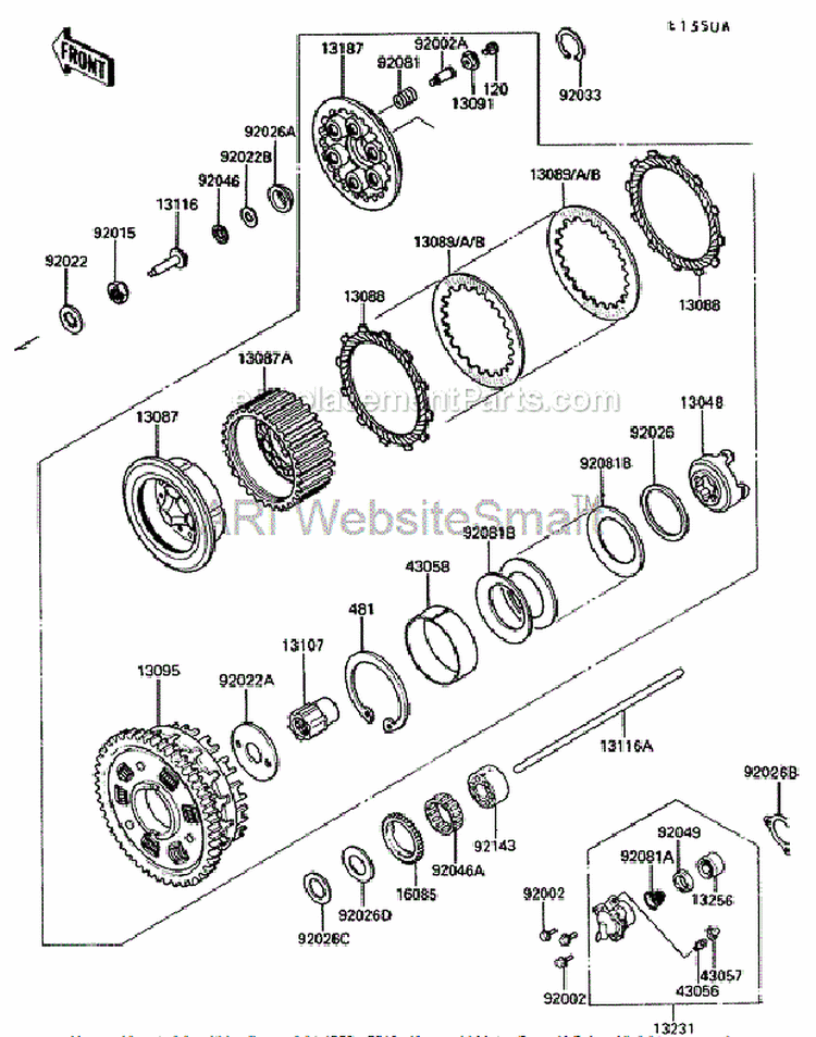 Clutch (Zg1200-B5) Diagram and Parts List for ZG1200-B5  Kawasaki 