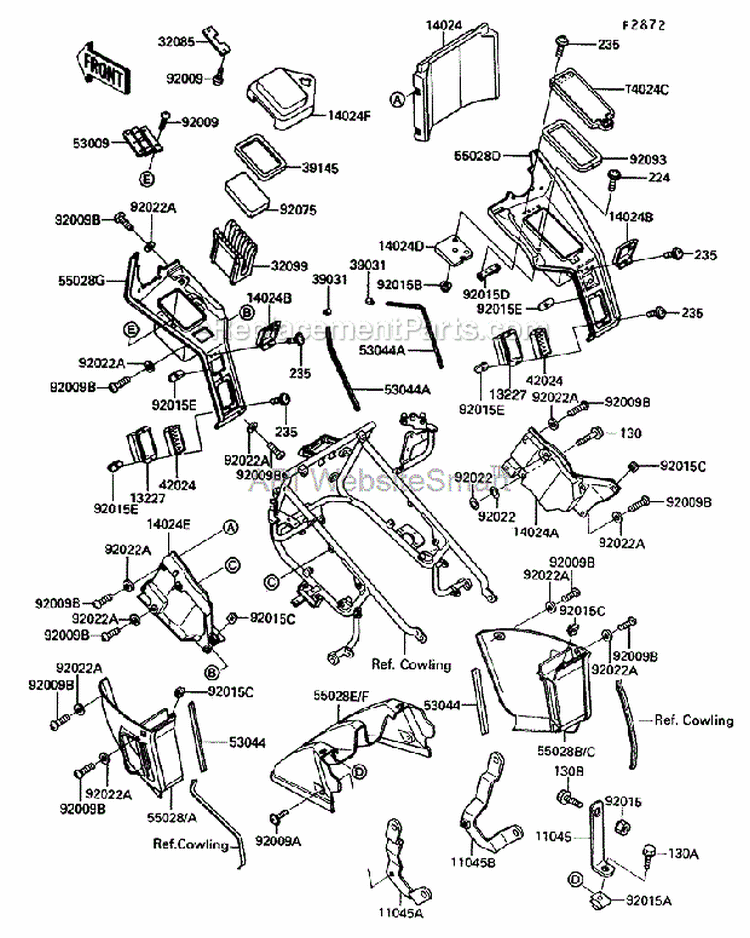 Cowling Lowers Diagram and Parts List for ZG1200-B5  Kawasaki 