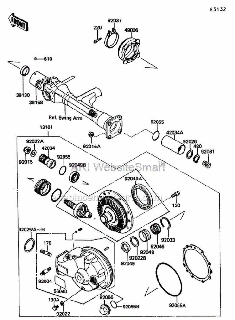 Drive ShaftFinal Gear Diagram and Parts List for ZG1200-B5  Kawasaki 