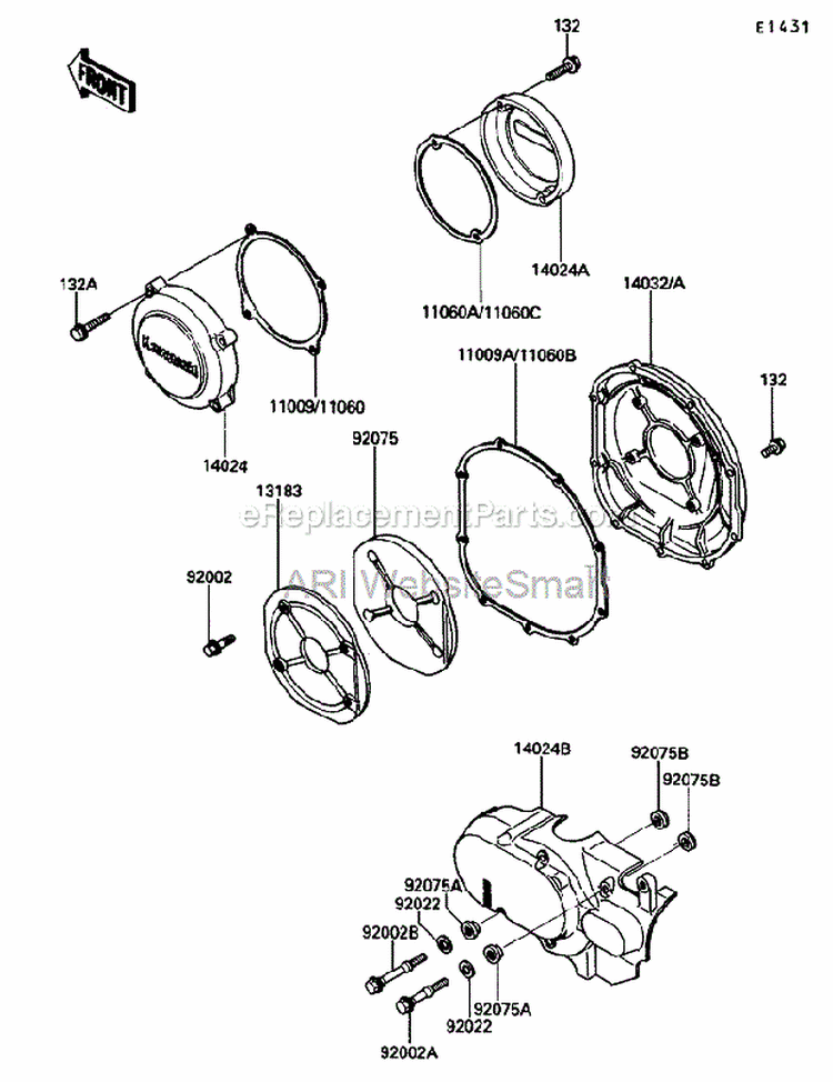 Engine Cover Diagram and Parts List for ZG1200-B5  Kawasaki 