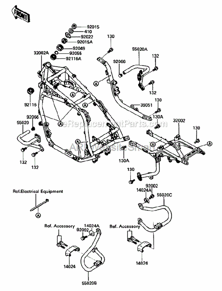 Frame Diagram and Parts List for ZG1200-B5  Kawasaki 