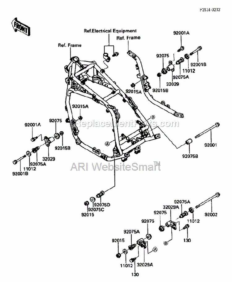 Frame Fitting Diagram and Parts List for ZG1200-B5  Kawasaki 
