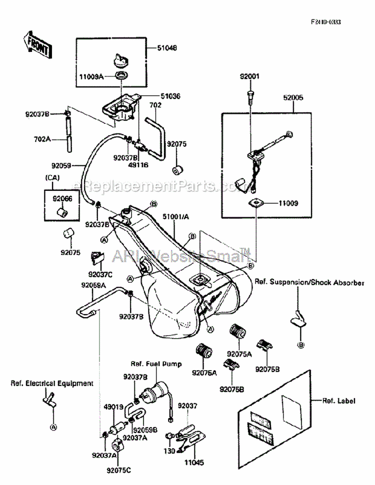 Fuel Tank Diagram and Parts List for ZG1200-B5  Kawasaki 