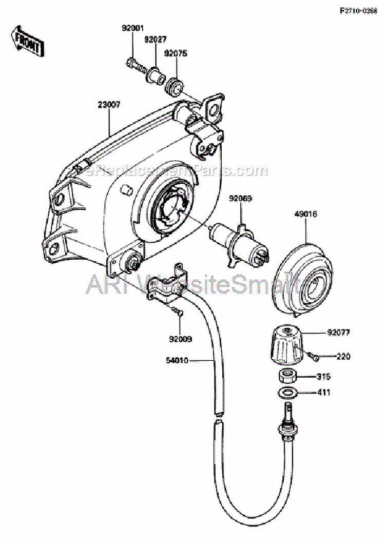 Head Lamp Diagram and Parts List for ZG1200-B5  Kawasaki 
