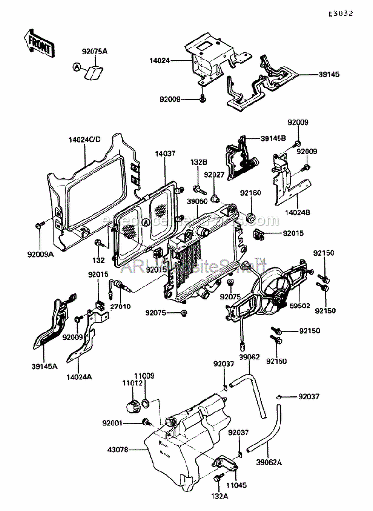 Radiator Diagram and Parts List for ZG1200-B5  Kawasaki 