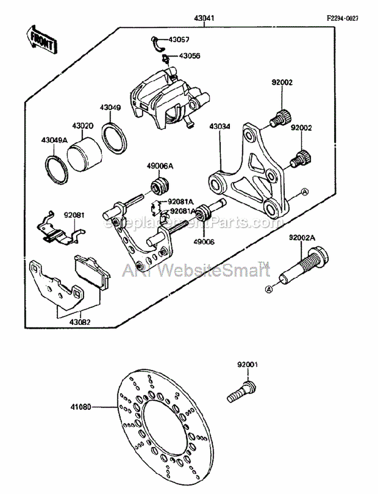 Rear Brake Diagram and Parts List for ZG1200-B5  Kawasaki 