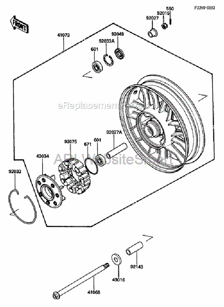 Rear Hub Diagram and Parts List for ZG1200-B5  Kawasaki 