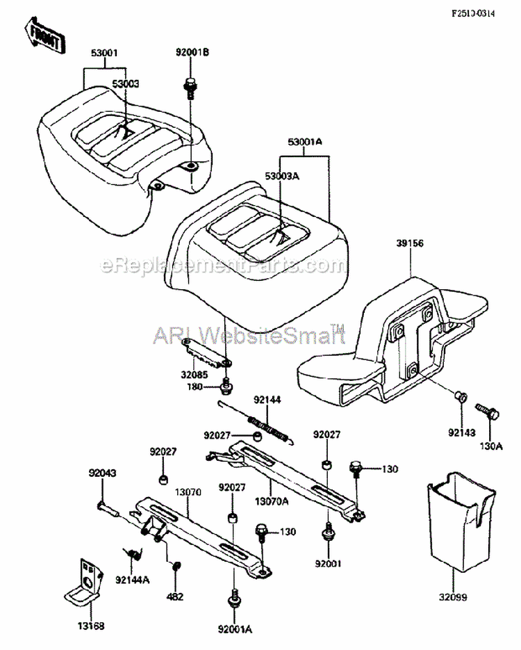 Seat Diagram and Parts List for ZG1200-B5  Kawasaki 