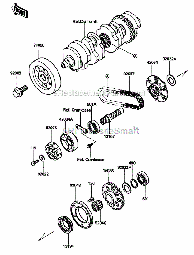 Secondary Shaft Diagram and Parts List for ZG1200-B5  Kawasaki 