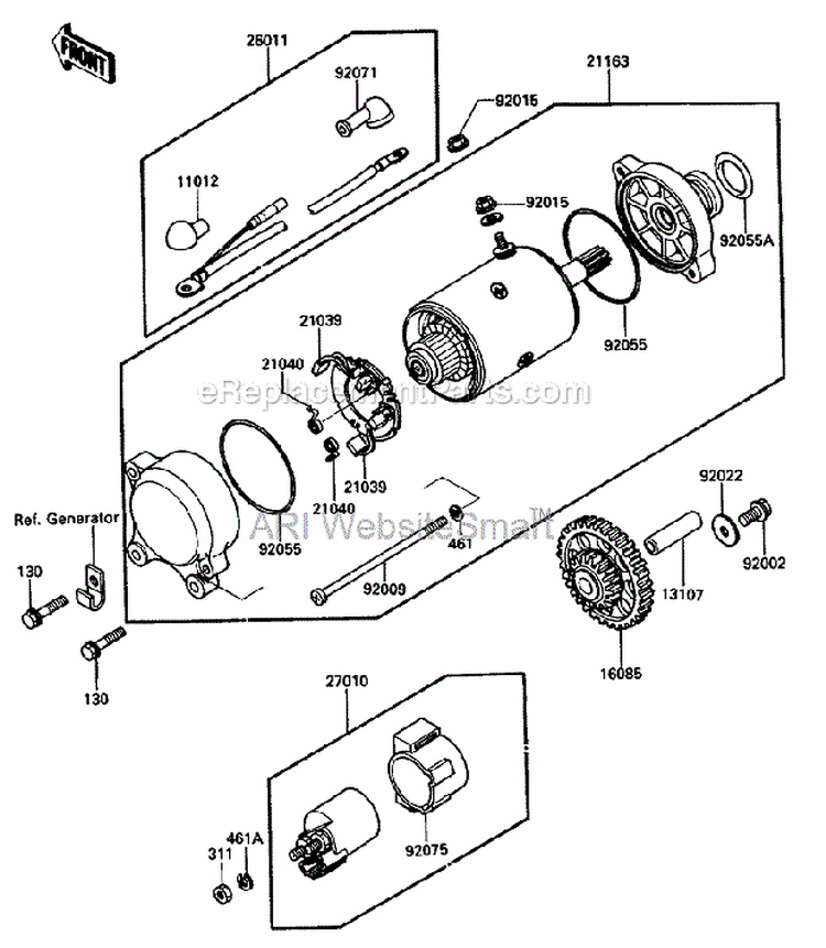 Starter Motor Diagram and Parts List for ZG1200-B5  Kawasaki 