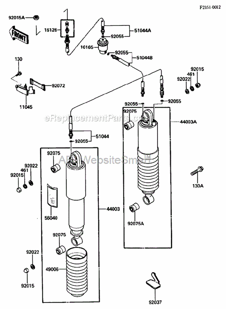 SuspensionShock Absorber Diagram and Parts List for ZG1200-B5  Kawasaki 