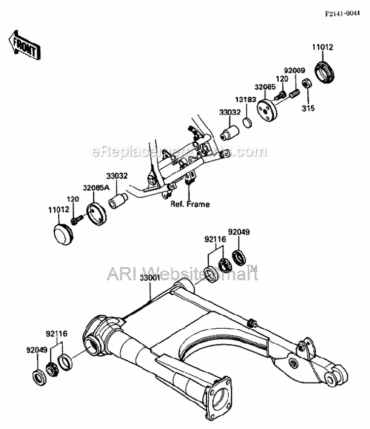 Swing Arm Diagram and Parts List for ZG1200-B5  Kawasaki 