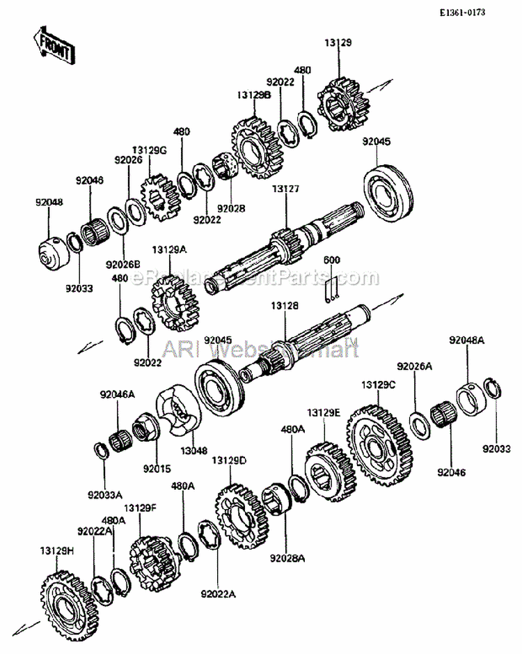 Transmission Diagram and Parts List for ZG1200-B5  Kawasaki 