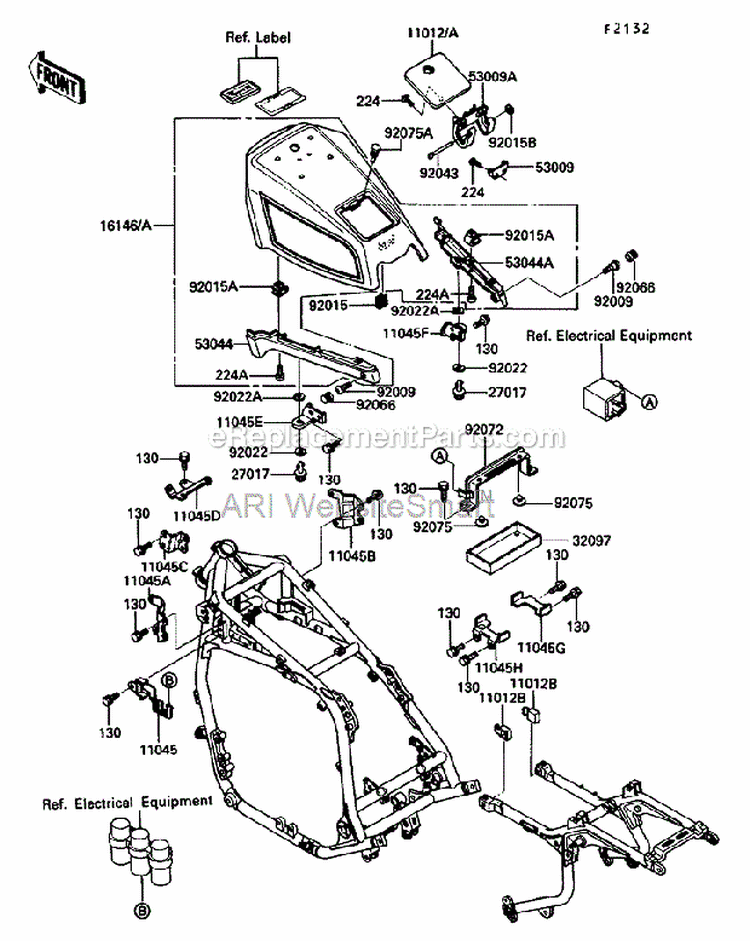 Battery Case Diagram and Parts List for ZG1200-B5  Kawasaki 