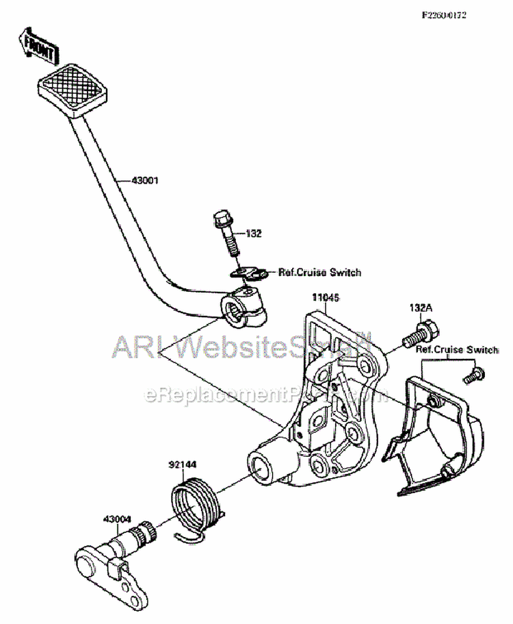 Brake Pedal Diagram and Parts List for ZG1200-B5  Kawasaki 