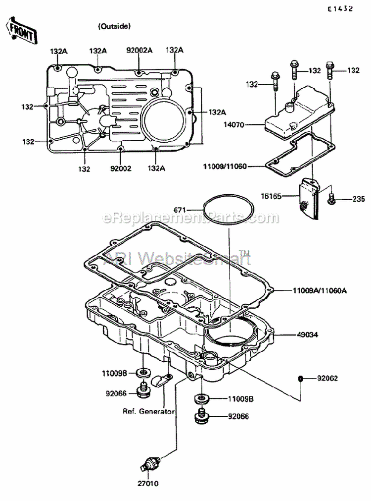 Breather BodyOil Pan Diagram and Parts List for ZG1200-B5  Kawasaki 